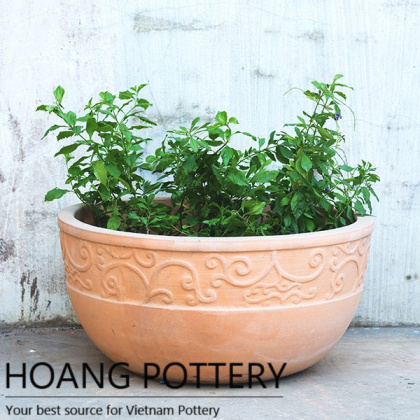 Swirl Pattern Red Terracotta Flower Pots (HPTC048)