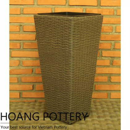 Tall Square Wicker Flower Planter (HPW062)