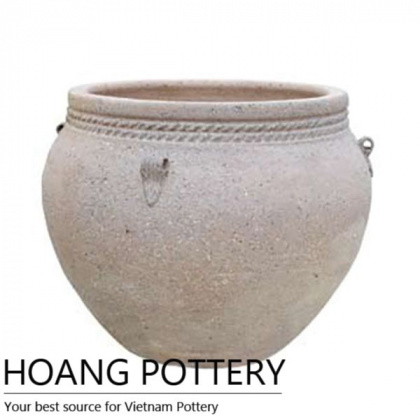 Antique Style Round Ceramic Oldstone Pot (HPSB072)
