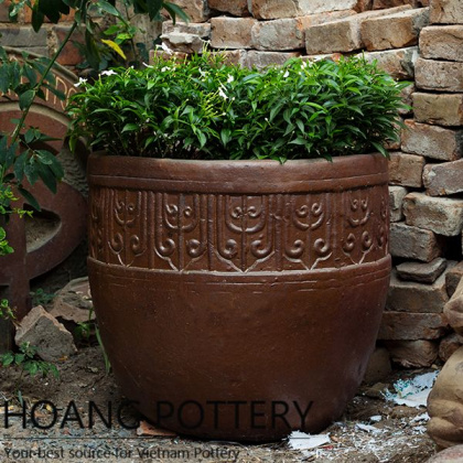 Beautiful Pattern Black Clay Flower Pot (HPHP018)