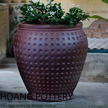 Beautiful Pattern Black Clay Pot Garden Decor (HPHP068)