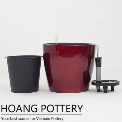 Red Fiberglass Flower Planter (HP-FG003)