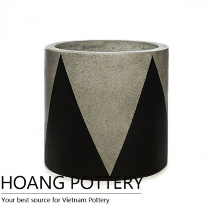 Cylinder Cement Painting Pots - Crown Pattern