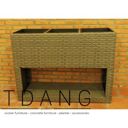 Morden High Square Flat Wicker Pot With Plastic Pots (TDW007)