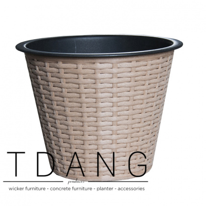 Round Synthetic Wicker Flower Planter Pot (TDW019)