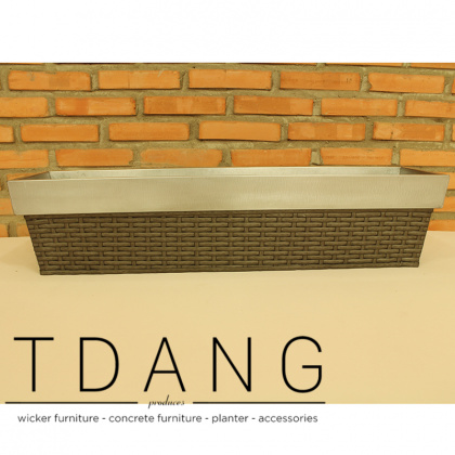 Handmade Wicker Trough With Zinc Pot (TDW029)
