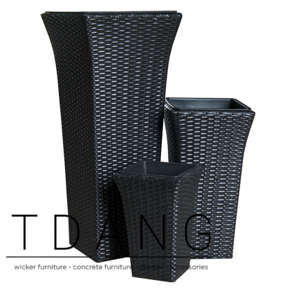 3 Piece Tall Flat Wicker Outdoor Decor Wicker Vase Set (TDW059)