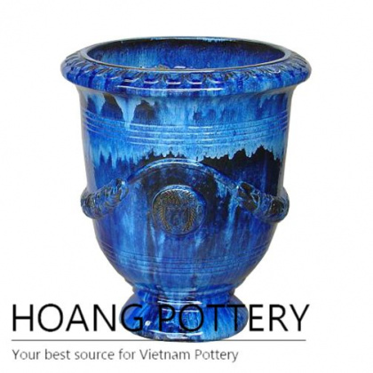 Beautiful antique blue cup garden planter