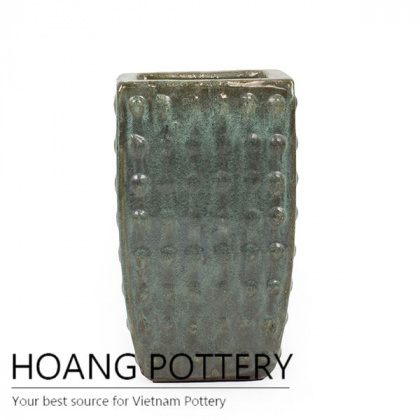 Blue square button pattern ceramic planter