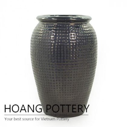 Brown ceramic vase planter for garden