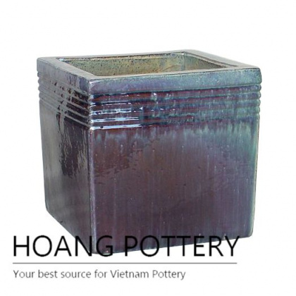 Eggplant ceramic cube planter