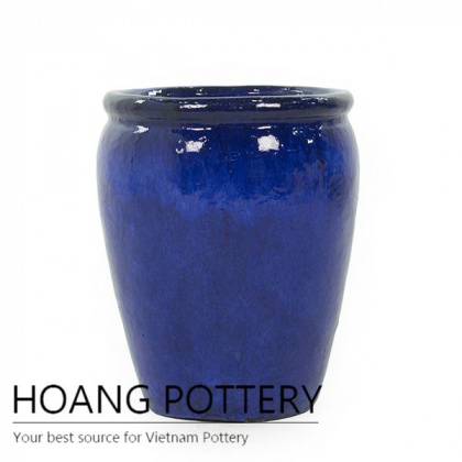 Garden blue ceramic vase planter