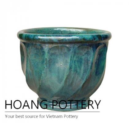 Glass green ceramic flower pot