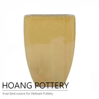 Low Square Yellow Ceramic Planters