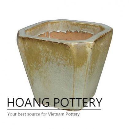 Low Square cream ceramic planter