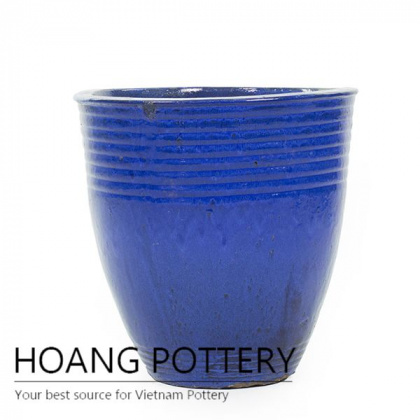 New blue ceramic flower pot