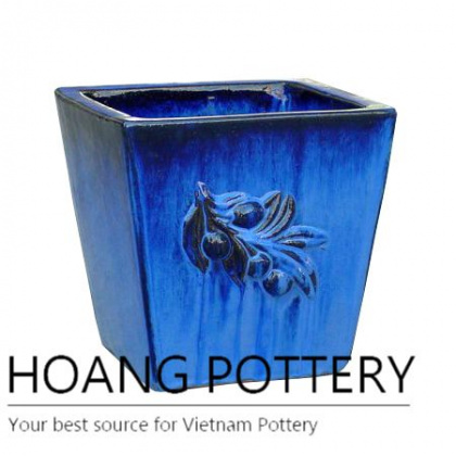 Olive square ceramic medium size pot