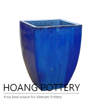Pacific blue square ceramic planter