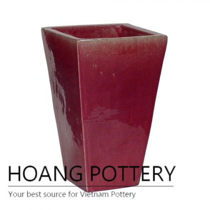 Red copper square ceramic pot