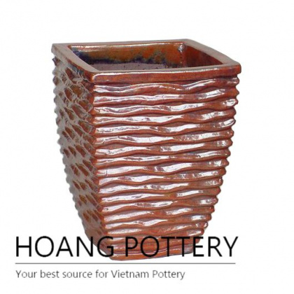 Red copper wave square planter