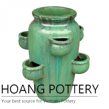 Strawberry apple green ceramic planter