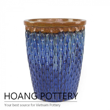 Tall round diamond ceramic pot