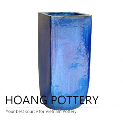 Tall square round bottom ceramic planter
