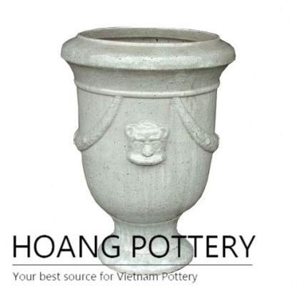 Tall white ceramic pattern cup