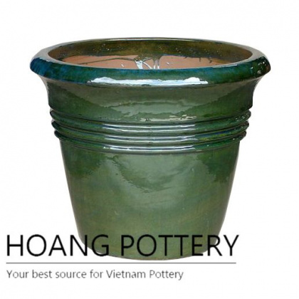 Three Ring Glossy Tall Ceramic Planter