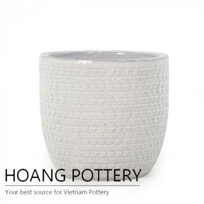 White round rope flower pot