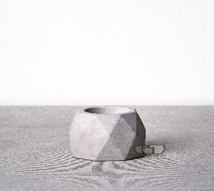 White round little cement pot